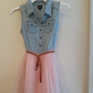 LILI Denim& Tutu Belted Dress